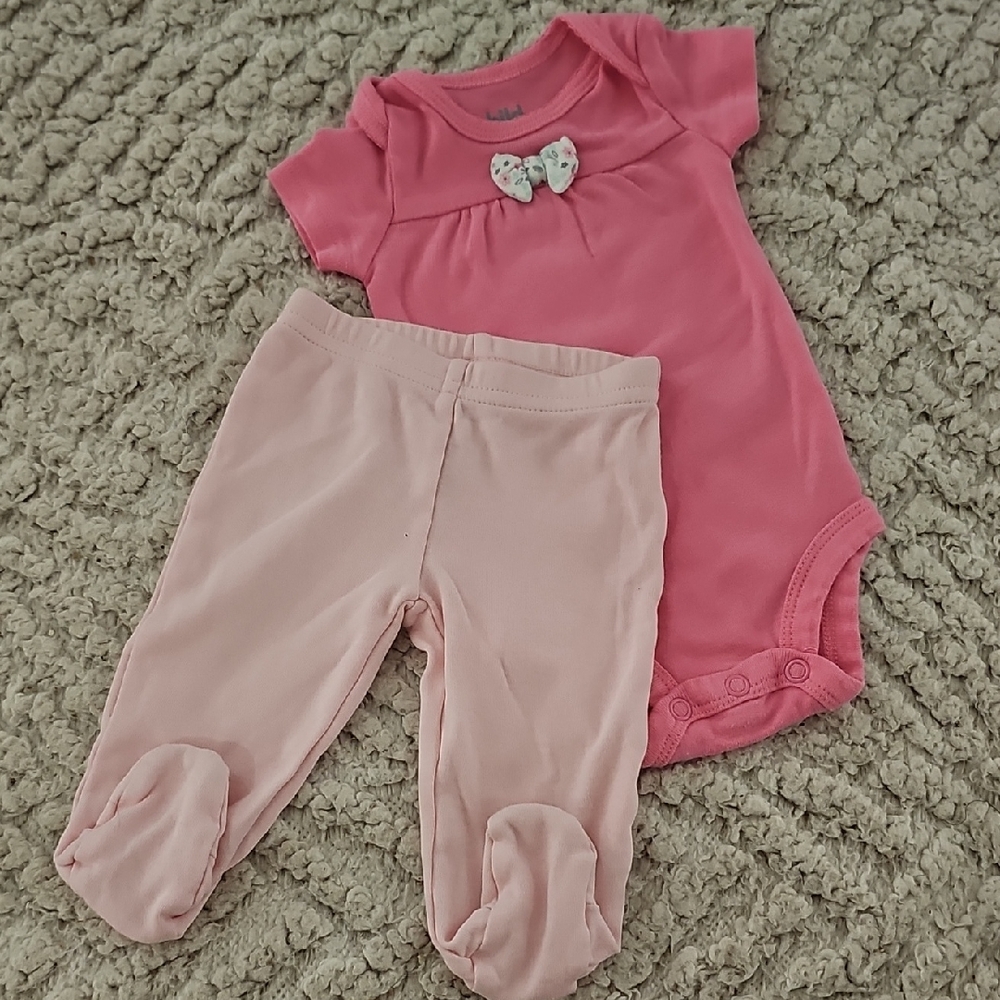 Pink Bodysuit One Piece with Ribbed Cuffs